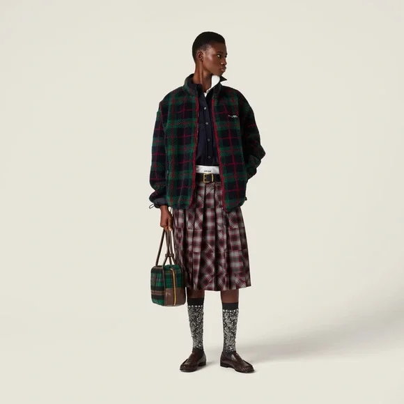 Miu Miu Checked Teddy Zip Up Fleece Jacket Coat Sweater~aso Rhianna~S,Small,36 - Picture 2 of 13